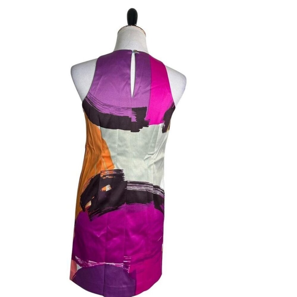 Abstract Print Satin Shift Dress